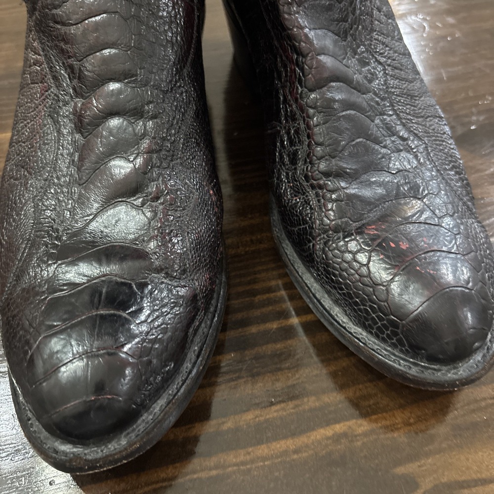 Lucchese 1883 Black Cherry Ostrich Leg Western Cowboy Boots Men 10.5 2E Wide - Picture 12 of 14